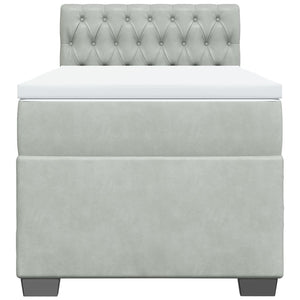 Κρεβάτι Boxspring με Στρώμα Ανοιχτό Γκρι 90x190 εκ. Βελούδινο - Pakobazaar