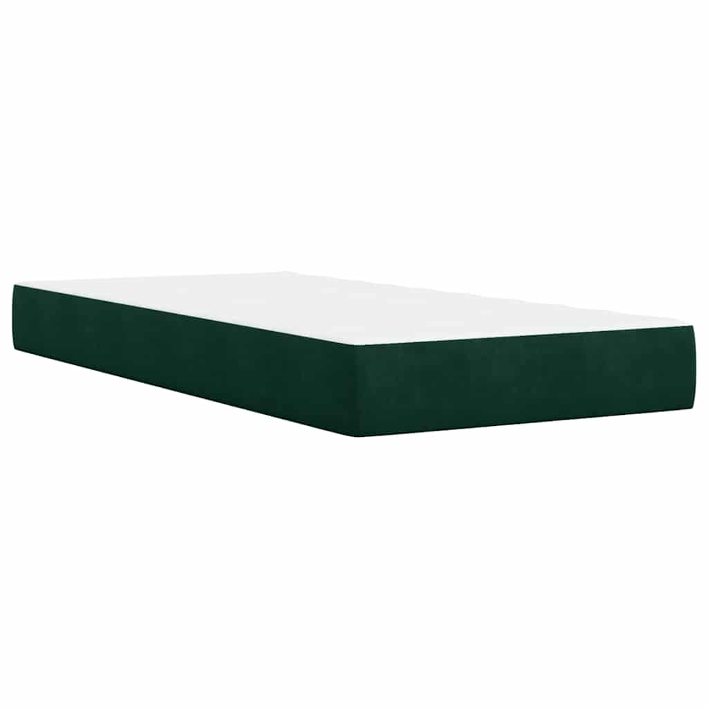Κρεβάτι Boxspring με Στρώμα Σκούρο Πράσινο 90x190 εκ. Βελούδινο - Pakobazaar