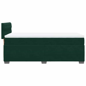 Κρεβάτι Boxspring με Στρώμα Σκούρο Πράσινο 90x190 εκ. Βελούδινο - Pakobazaar