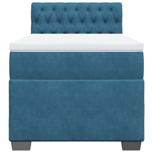 Κρεβάτι Boxspring με Στρώμα Μπλε 90x190 εκ. Βελούδινο