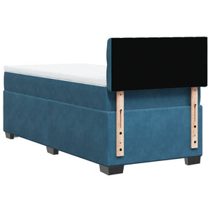 Κρεβάτι Boxspring με Στρώμα Μπλε 90x190 εκ. Βελούδινο