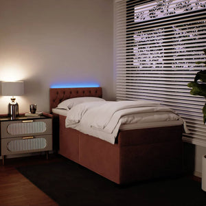 Κρεβάτι Boxspring με Στρώμα Ροζ 90x190 εκ. Βελούδινο - Pakobazaar