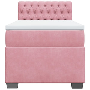 Κρεβάτι Boxspring με Στρώμα Ροζ 90x190 εκ. Βελούδινο - Pakobazaar