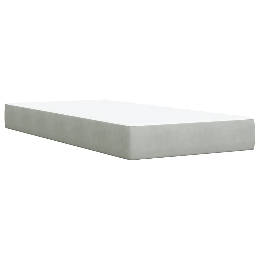 Κρεβάτι Boxspring με Στρώμα Ανοιχτό Γκρι 90x190 εκ. Βελούδινο - Pakobazaar