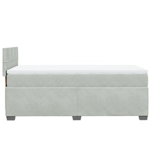 Κρεβάτι Boxspring με Στρώμα Ανοιχτό Γκρι 90x190 εκ. Βελούδινο - Pakobazaar