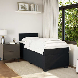 Κρεβάτι Boxspring με Στρώμα Μαύρο 90x190 εκ. Βελούδινο - Pakobazaar