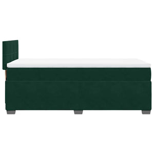 Κρεβάτι Boxspring με Στρώμα Σκούρο Πράσινο 90x190 εκ. Βελούδινο