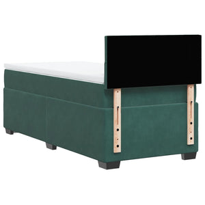 Κρεβάτι Boxspring με Στρώμα Σκούρο Πράσινο 90x190 εκ. Βελούδινο