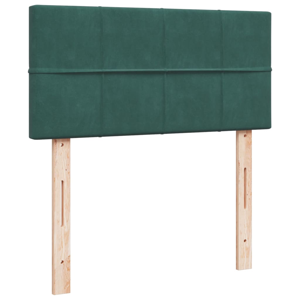 Κρεβάτι Boxspring με Στρώμα Σκούρο Πράσινο 90x190 εκ. Βελούδινο
