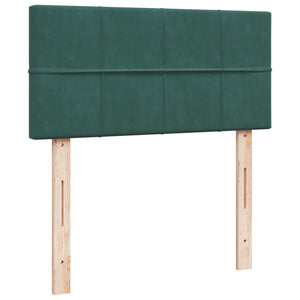 Κρεβάτι Boxspring με Στρώμα Σκούρο Πράσινο 90x190 εκ. Βελούδινο