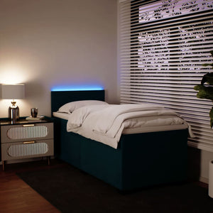 Κρεβάτι Boxspring με Στρώμα Μπλε 90x190 εκ. Βελούδινο