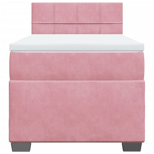 Κρεβάτι Boxspring με Στρώμα Ροζ 90x190 εκ. Βελούδινο - Pakobazaar