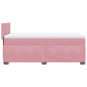 Κρεβάτι Boxspring με Στρώμα Ροζ 90x190 εκ. Βελούδινο - Pakobazaar