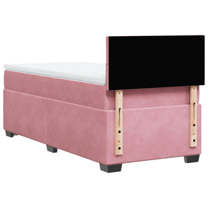Κρεβάτι Boxspring με Στρώμα Ροζ 90x190 εκ. Βελούδινο - Pakobazaar