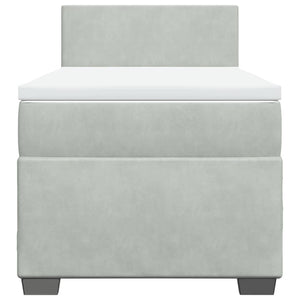 Κρεβάτι Boxspring με Στρώμα Ανοιχτό Γκρι 90x200 εκ. Βελούδινο - Pakobazaar