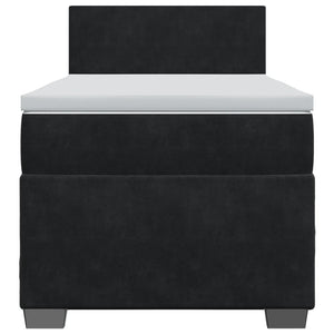 Κρεβάτι Boxspring με Στρώμα Μαύρο 90x200 εκ. Βελούδινο - Pakobazaar