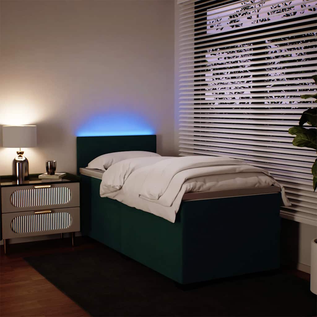Κρεβάτι Boxspring με Στρώμα Σκούρο Πράσινο 90x200 εκ. Βελούδινο - Pakobazaar