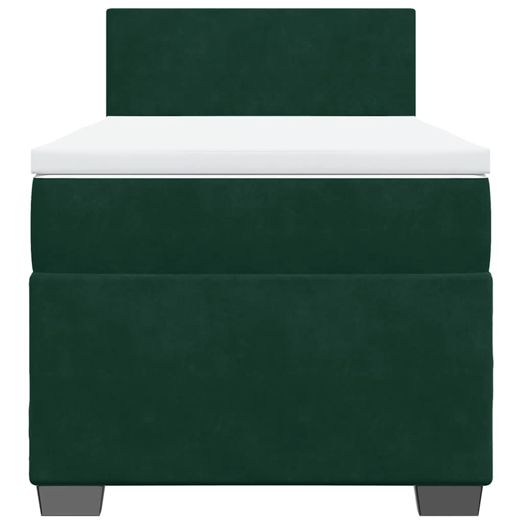 Κρεβάτι Boxspring με Στρώμα Σκούρο Πράσινο 90x200 εκ. Βελούδινο - Pakobazaar
