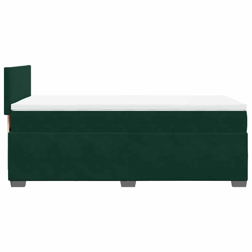 Κρεβάτι Boxspring με Στρώμα Σκούρο Πράσινο 90x200 εκ. Βελούδινο - Pakobazaar