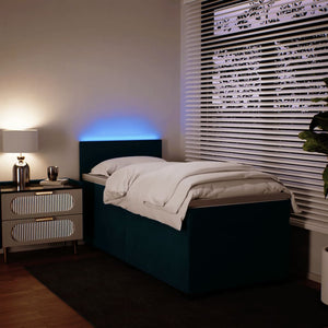 Κρεβάτι Boxspring με Στρώμα Μπλε 90x200 εκ. Βελούδινο