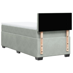 Κρεβάτι Boxspring με Στρώμα Ανοιχτό Γκρι 90x200 εκ. Βελούδινο - Pakobazaar