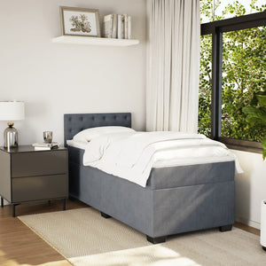 Κρεβάτι Boxspring με Στρώμα Σκούρο Γκρι 90x200 εκ. Βελούδινο - Pakobazaar