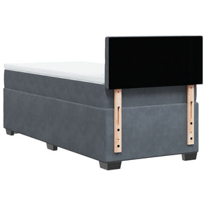 Κρεβάτι Boxspring με Στρώμα Σκούρο Γκρι 90x200 εκ. Βελούδινο - Pakobazaar