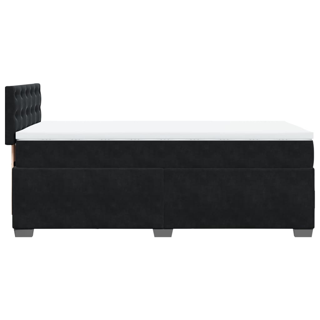 Κρεβάτι Boxspring με Στρώμα Μαύρο 90x200 εκ. Βελούδινο - Pakobazaar