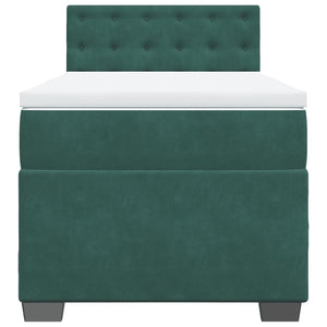 Κρεβάτι Boxspring με Στρώμα Σκούρο Πράσινο 90x200 εκ. Βελούδινο - Pakobazaar
