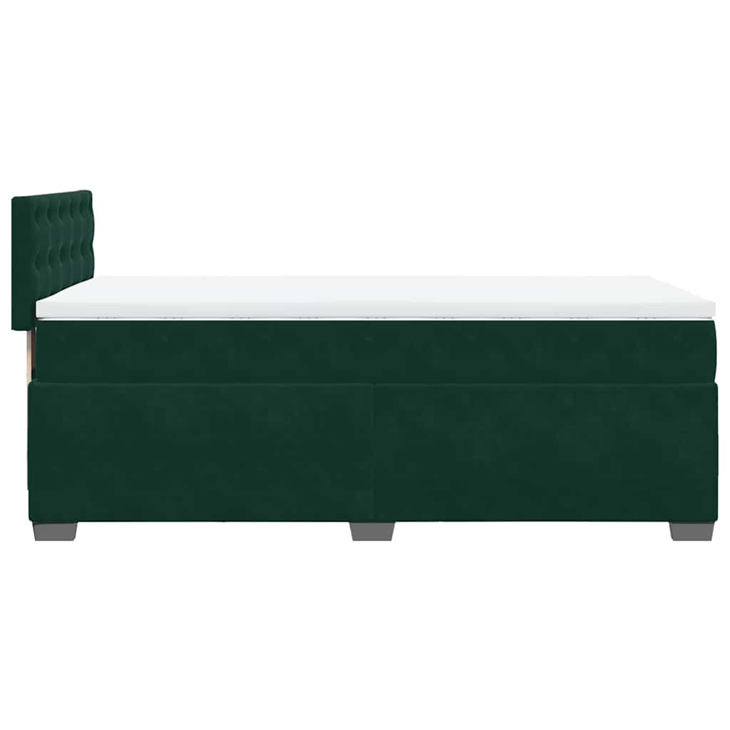 Κρεβάτι Boxspring με Στρώμα Σκούρο Πράσινο 90x200 εκ. Βελούδινο - Pakobazaar