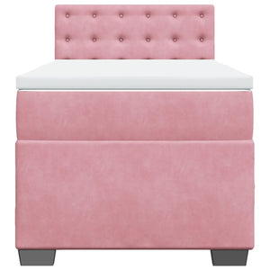 Κρεβάτι Boxspring με Στρώμα Ροζ 90x200 εκ. Βελούδινο