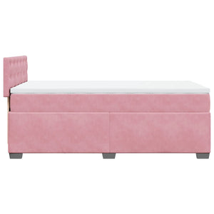 Κρεβάτι Boxspring με Στρώμα Ροζ 90x200 εκ. Βελούδινο