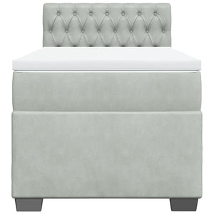 Κρεβάτι Boxspring με Στρώμα Ανοιχτό Γκρι 90x200 εκ. Βελούδινο - Pakobazaar