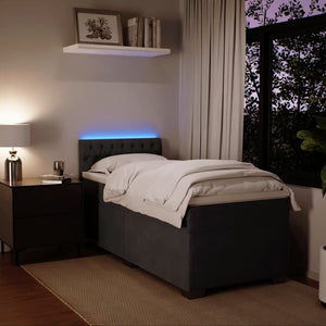 Κρεβάτι Boxspring με Στρώμα Σκούρο Γκρι 90x200 εκ. Βελούδινο - Pakobazaar