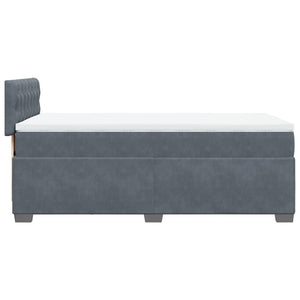 Κρεβάτι Boxspring με Στρώμα Σκούρο Γκρι 90x200 εκ. Βελούδινο - Pakobazaar