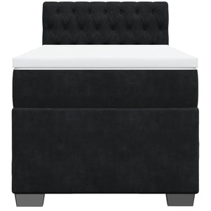 Κρεβάτι Boxspring με Στρώμα Μαύρο 90x200 εκ. Βελούδινο - Pakobazaar
