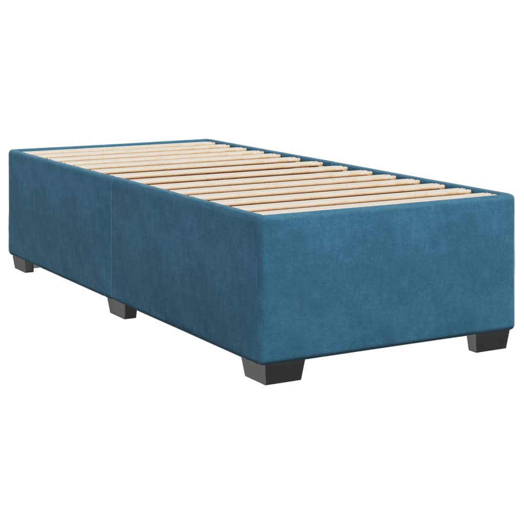 Κρεβάτι Boxspring με Στρώμα Μπλε 90x200 εκ. Βελούδινο