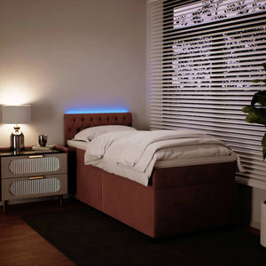 Κρεβάτι Boxspring με Στρώμα Ροζ 90x200 εκ. Βελούδινο