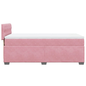 Κρεβάτι Boxspring με Στρώμα Ροζ 90x200 εκ. Βελούδινο