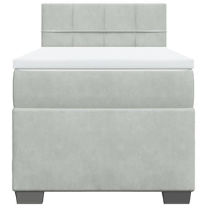 Κρεβάτι Boxspring με Στρώμα Ανοιχτό Γκρι 90x200 εκ. Βελούδινο - Pakobazaar