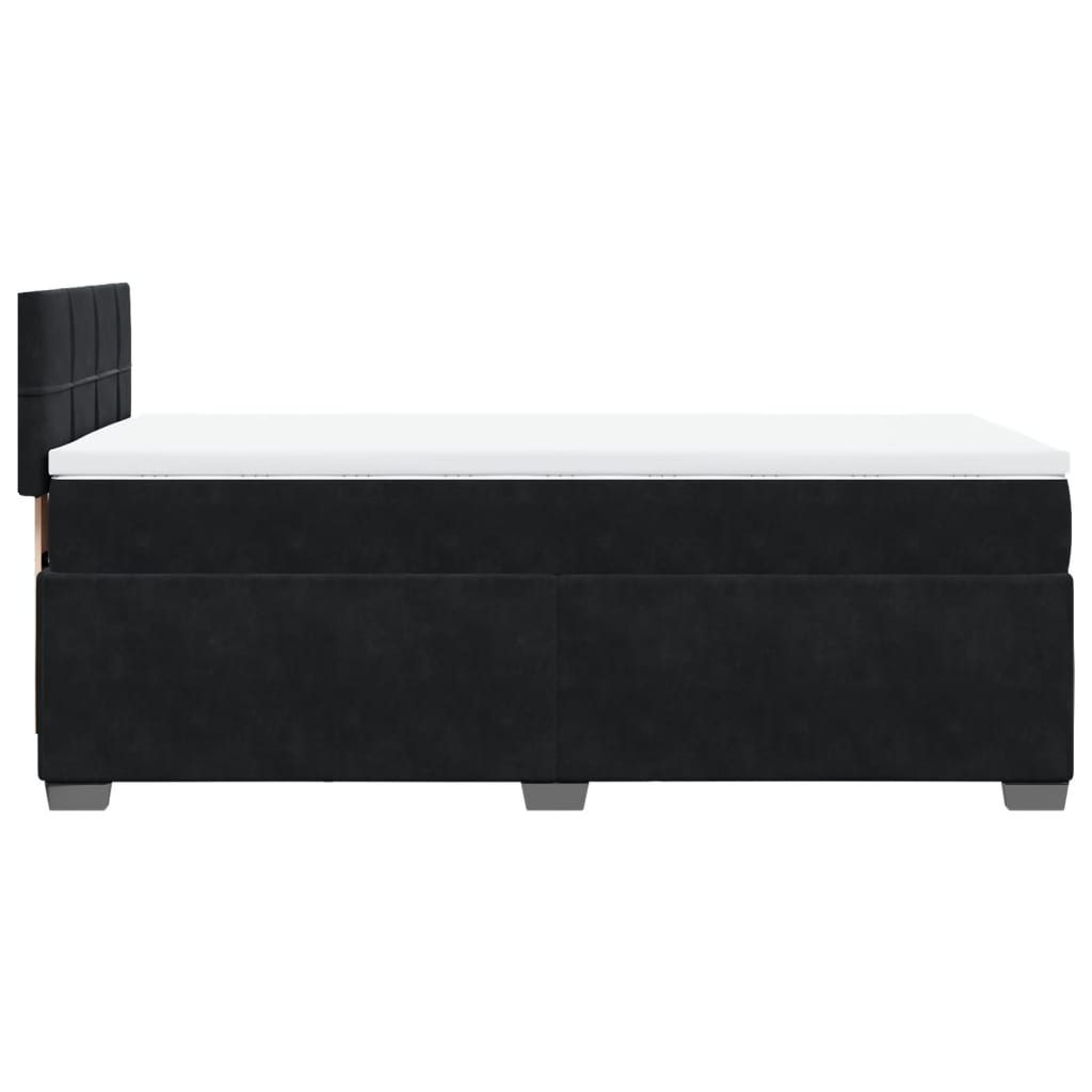 Κρεβάτι Boxspring με Στρώμα Μαύρο 90x200 εκ. Βελούδινο - Pakobazaar
