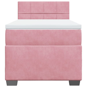 Κρεβάτι Boxspring με Στρώμα Ροζ 90x200 εκ. Βελούδινο