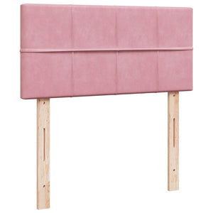 Κρεβάτι Boxspring με Στρώμα Ροζ 90x200 εκ. Βελούδινο