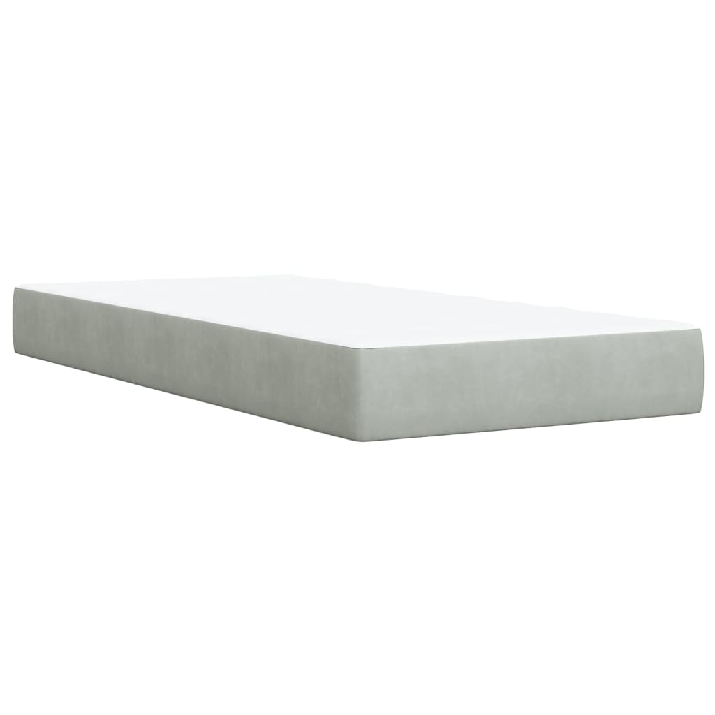 Κρεβάτι Boxspring με Στρώμα Ανοιχτό Γκρι 100x200 εκ. Βελούδινο - Pakobazaar