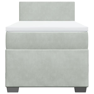 Κρεβάτι Boxspring με Στρώμα Ανοιχτό Γκρι 100x200 εκ. Βελούδινο - Pakobazaar