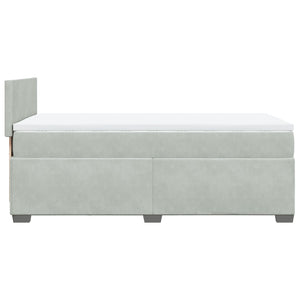 Κρεβάτι Boxspring με Στρώμα Ανοιχτό Γκρι 100x200 εκ. Βελούδινο - Pakobazaar