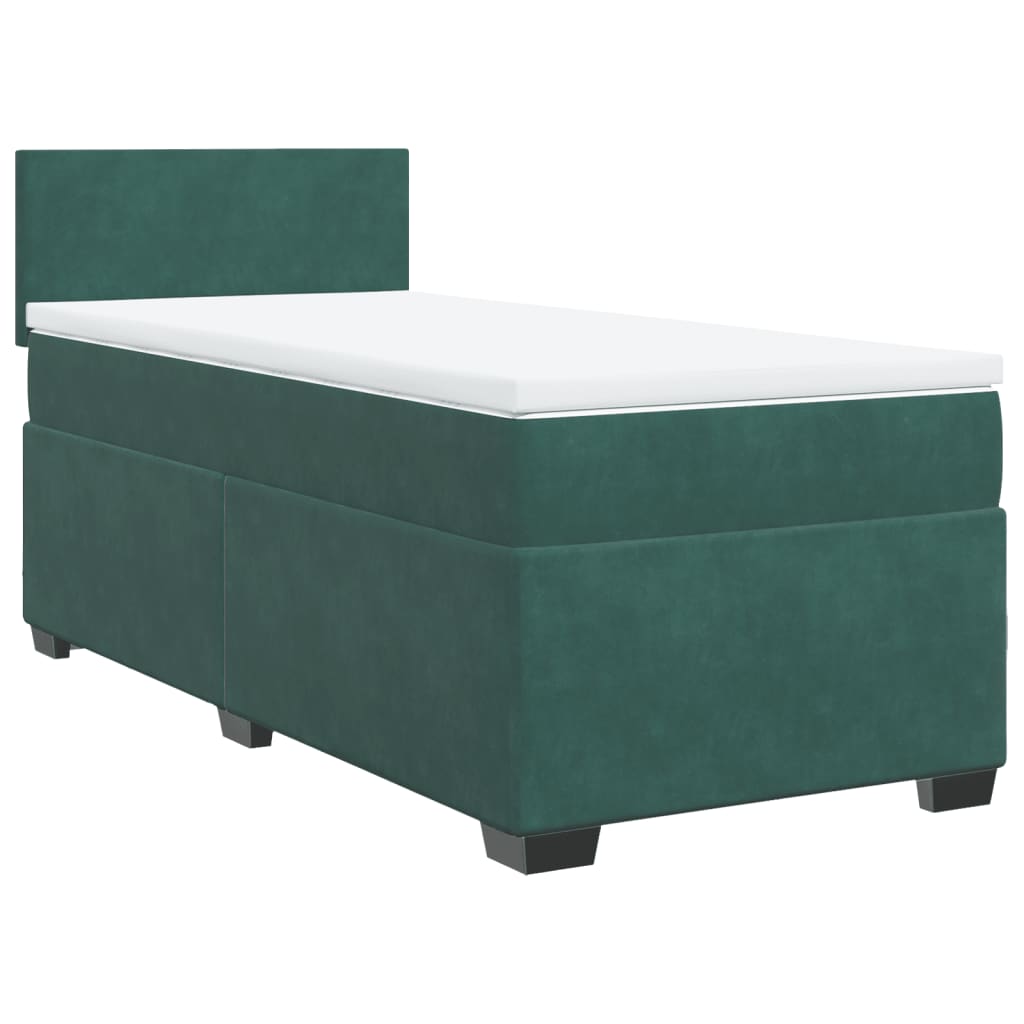 Κρεβάτι Boxspring με Στρώμα Σκούρο Πράσινο 100x200εκ. Βελούδινο