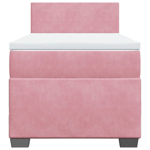 Κρεβάτι Boxspring με Στρώμα Ροζ 100x200 εκ. Βελούδινο - Pakobazaar