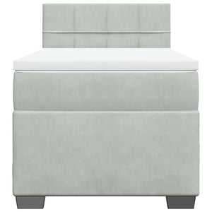 Κρεβάτι Boxspring με Στρώμα Ανοιχτό Γκρι 100x200 εκ. Βελούδινο - Pakobazaar