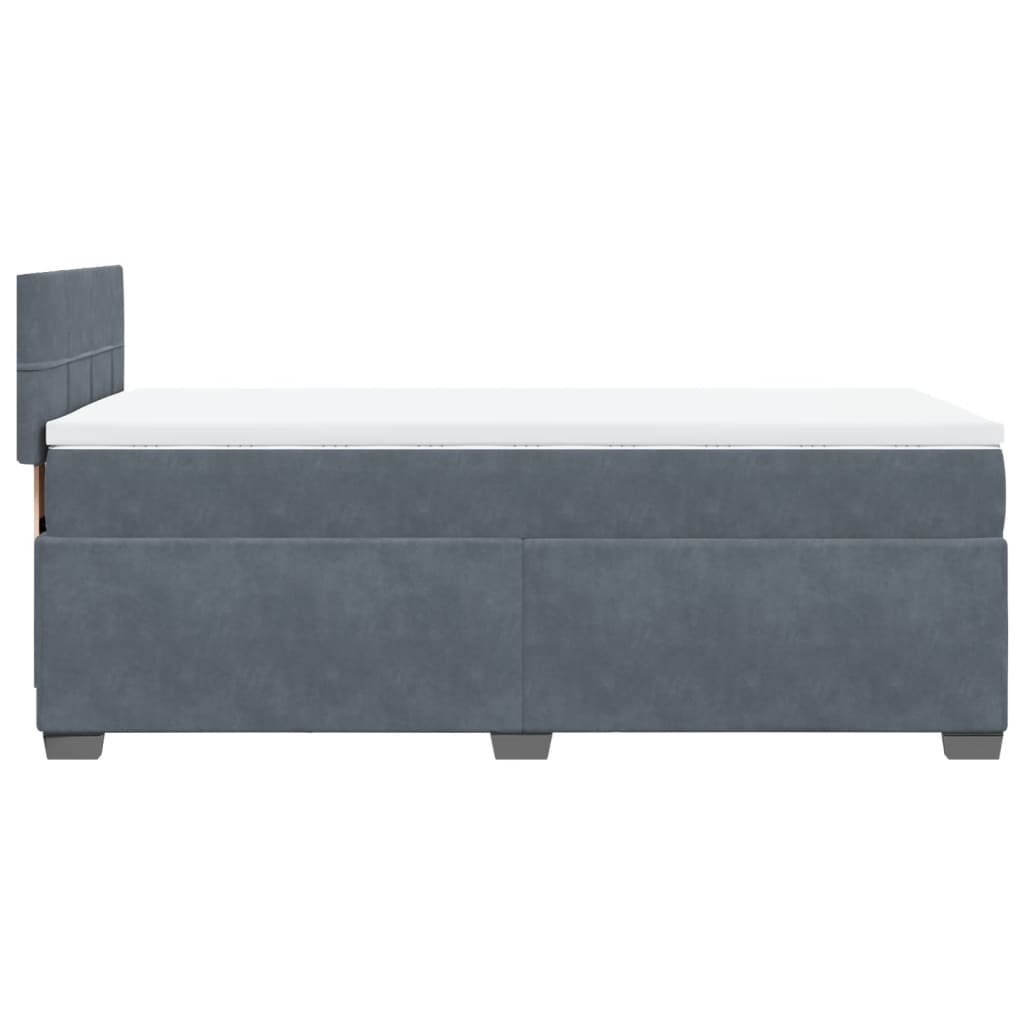 Κρεβάτι Boxspring με Στρώμα Σκούρο Γκρι 100x200 εκ. Βελούδινο - Pakobazaar